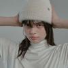 Moire Moa Soft Angora Beanie (Medal) - Ivory