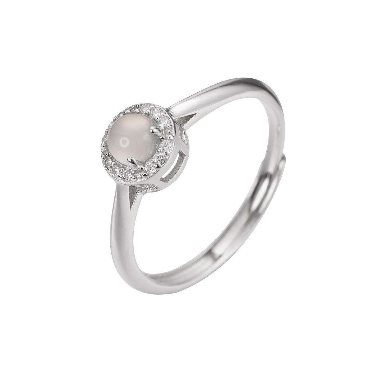 

Кольцо из серебра S925 с геометрическим узором, круглое, инкрустированное зеленым агатом, модное женское кольцо opening adjustable