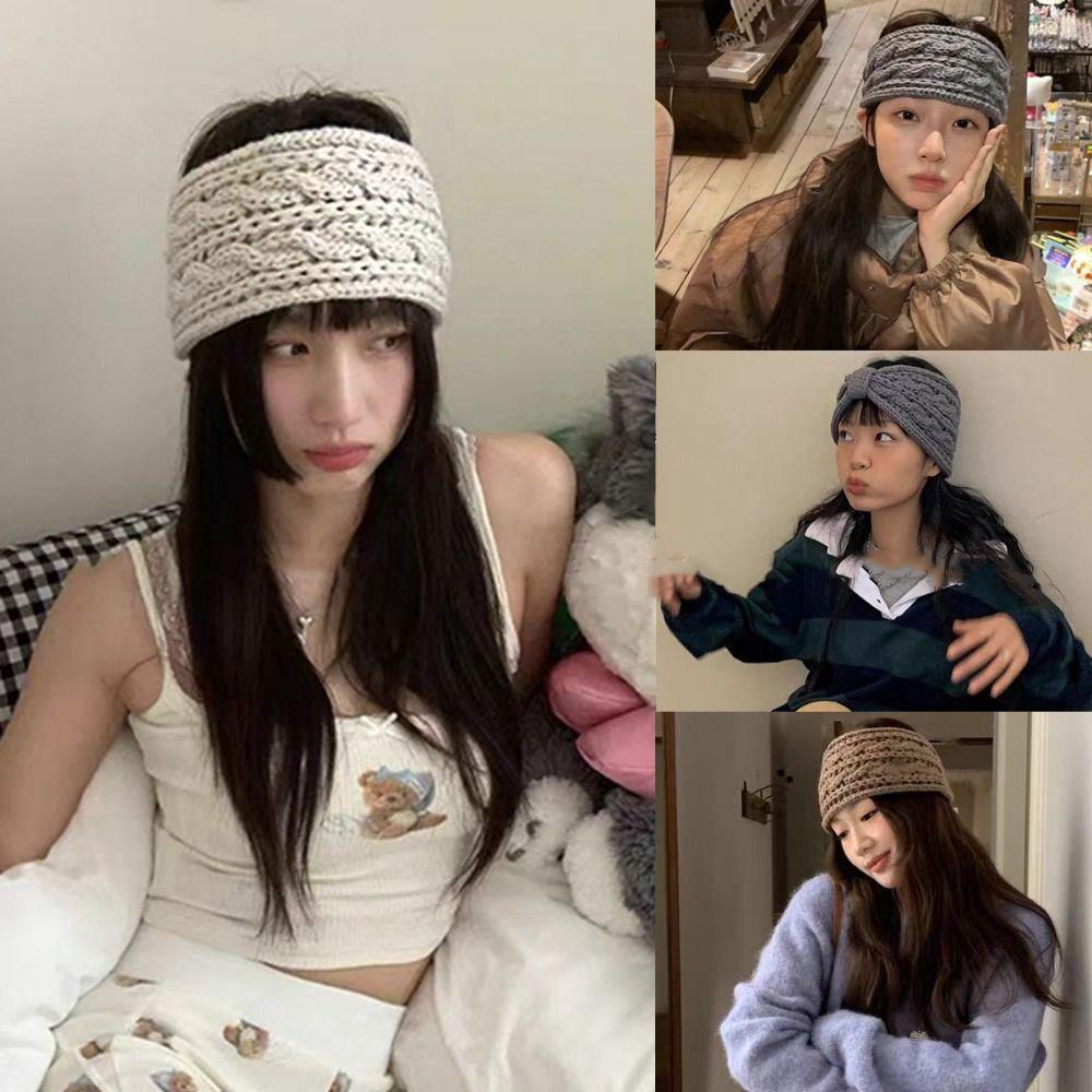 Bow Knot Bow Headband Ear Warm Wool Knitting Headdres  Winter Hair Accessories