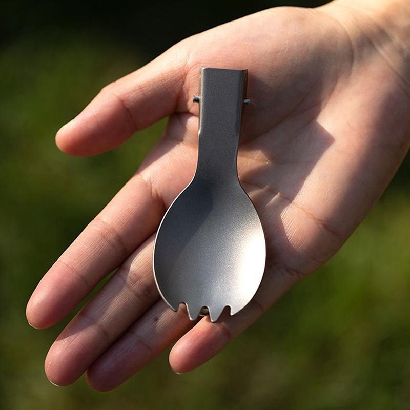 1/2/3/4Pcs Titanium Spoon Spork Ultralight Portable Cutlery Foldable Handlle Tableware For Outdoor Camping