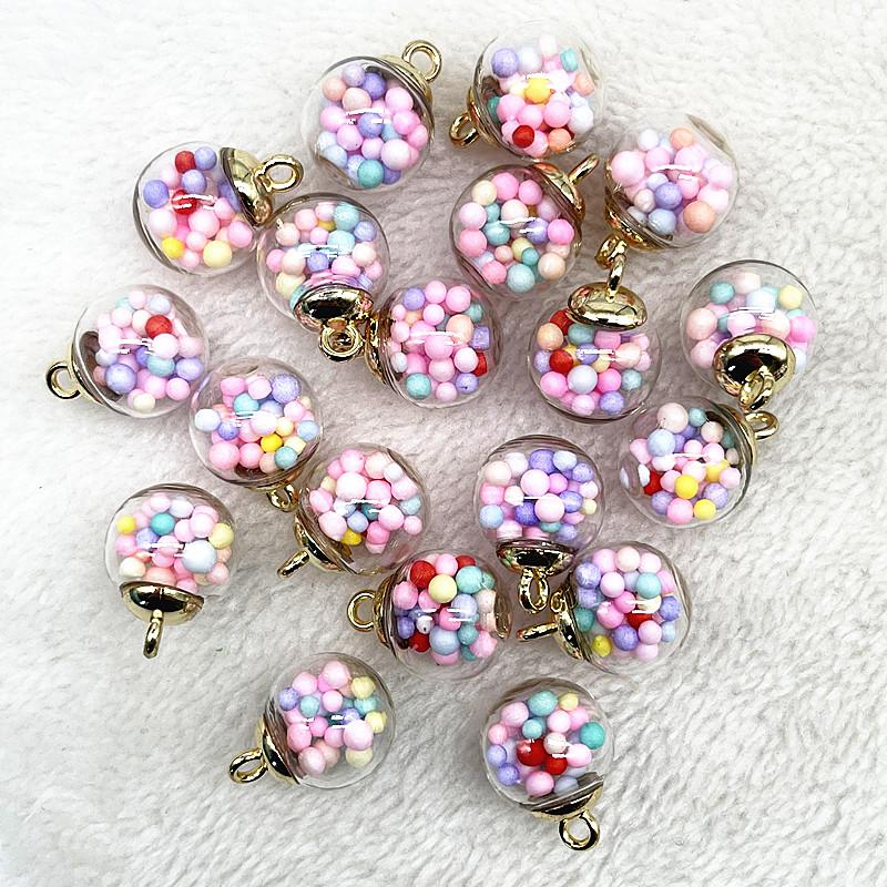 New 16mm Colorful Transparent Ball Glass Star/Round Charms Pendant Find Hair Accessories Jewelry Charms Earring