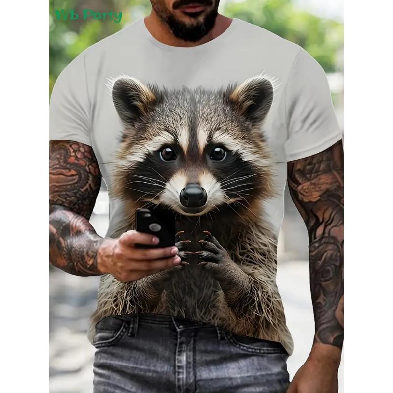 Animals Fashion Men's T-Shirt Pattern Summer Outdoor Men's Short Sleeve