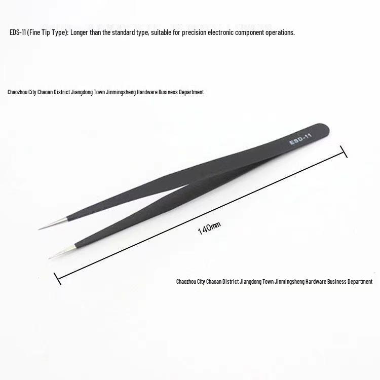 Anti-Static Stainless Steel Fine Tip Bent Tweezers for Precision in Eyelash, Eyebrow, Bird's Nest, and Hair Removal