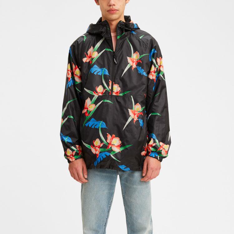 Levis Floral Print Hooded Jacket Men Jackets Black 56568-0004