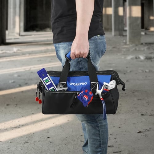 WORKPRO Tool Bag, Tool Storage Bag, Large Storage, 600D Oxford, Wide Opening, 33cm Wide