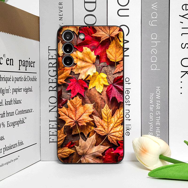 Hand-Painted Autumn Maple Leaf Phone Case for Samsung Galaxy S25 S24+ S23 Ultra S22 Plus S21FE M53 M34 5G Shockproof Soft Cover