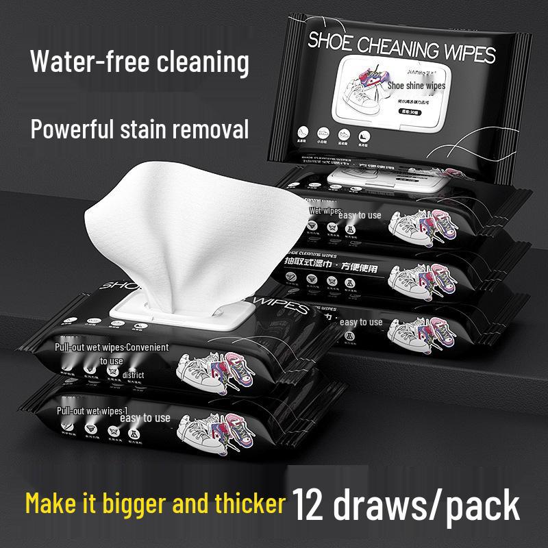 Lazy Person Shoe Cleaning Wipes – 30 Count No-Water Wet Wipes for Quick Cleaning of White and Leather Shoes