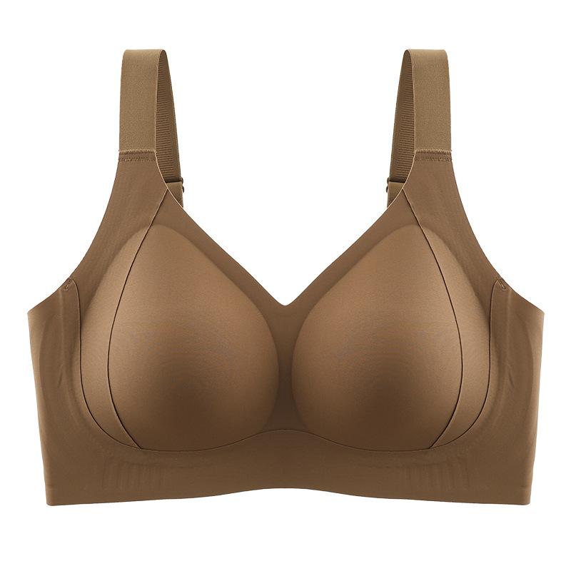 Anti-gravity lift women's big breasts show small breasts, anti-sagging full cup seamless large size bra cover thin -1