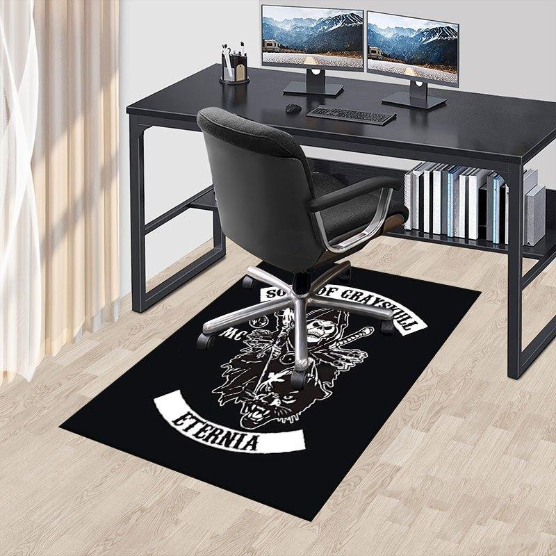 1pc Sons of Anarchy Themed Office Carpet Chair Mats - Durable Polyester Rug for Home Theater, Office, Dorm Room Decor - tA81