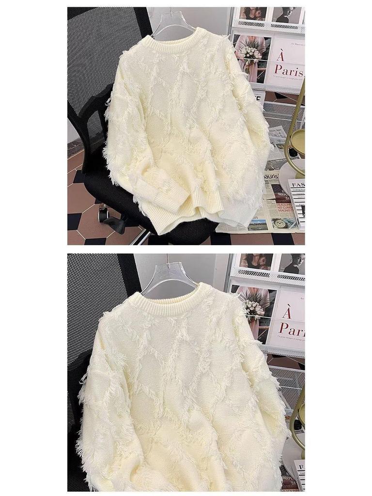 2024 Women's Solid Color Tassel Sweater - Loose, Soft Knit for Autumn/Winter