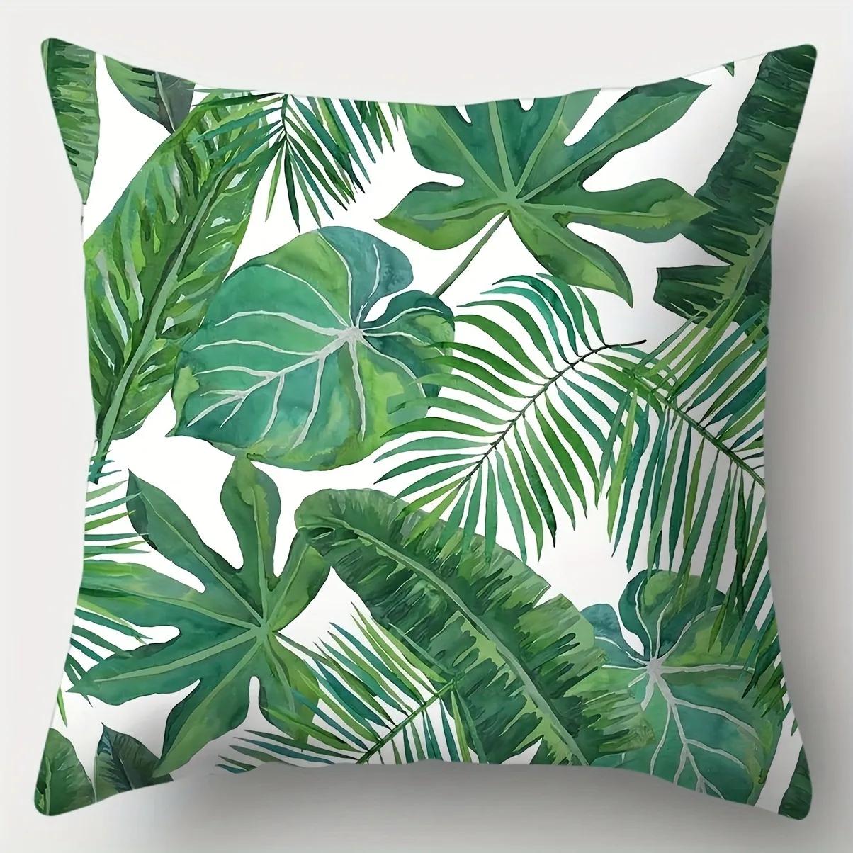 

Green Geometric Decorative Pillowcase, Ultra-Soft Polyester Material Living Room Sofa Back Car Pillowcase Home Decoration 16x16in 40x40cm