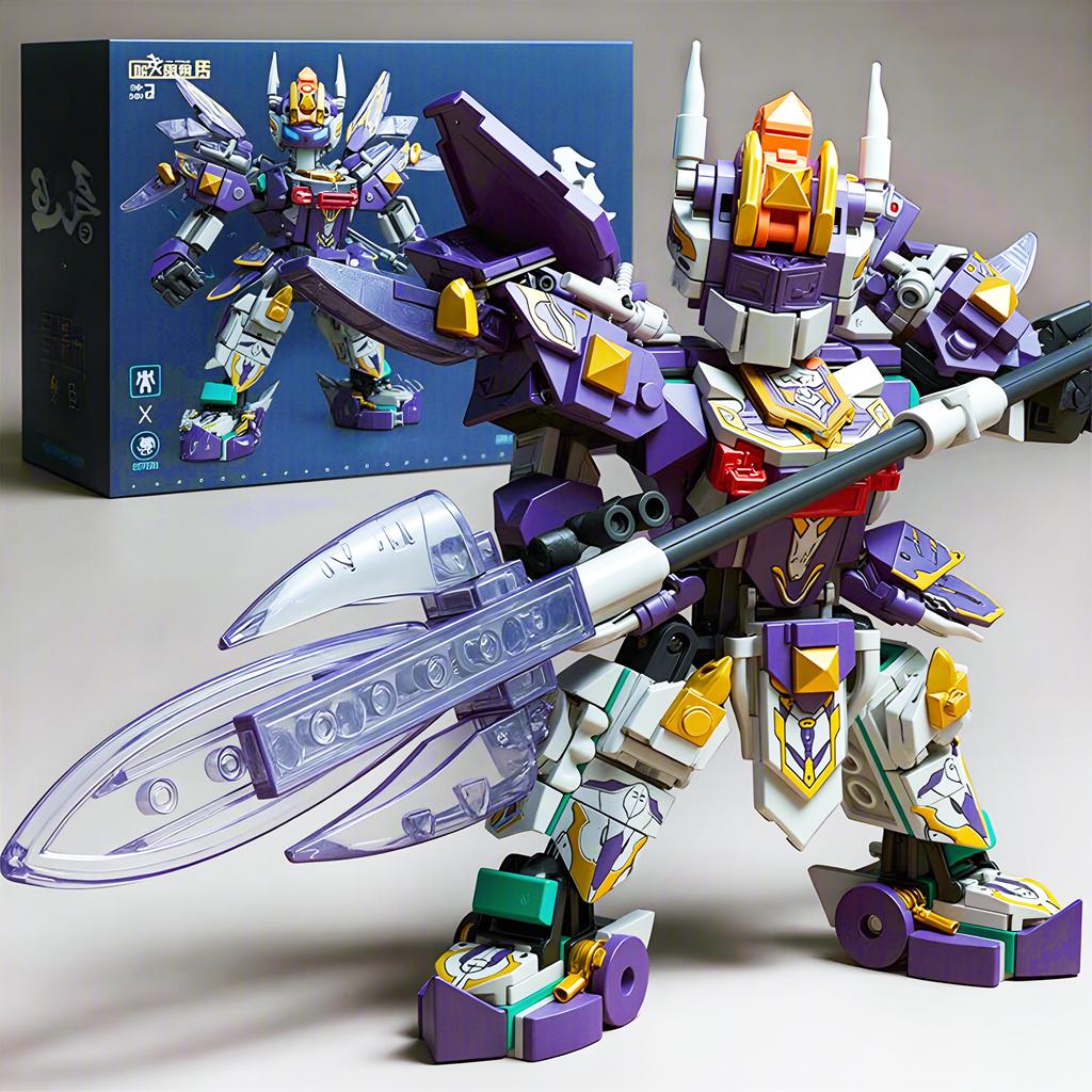 Superhero Mecha Building Blocks Purple Robot Building Blocks DIY Assembly Figure Model Children Toy Christmas Birthday Gift