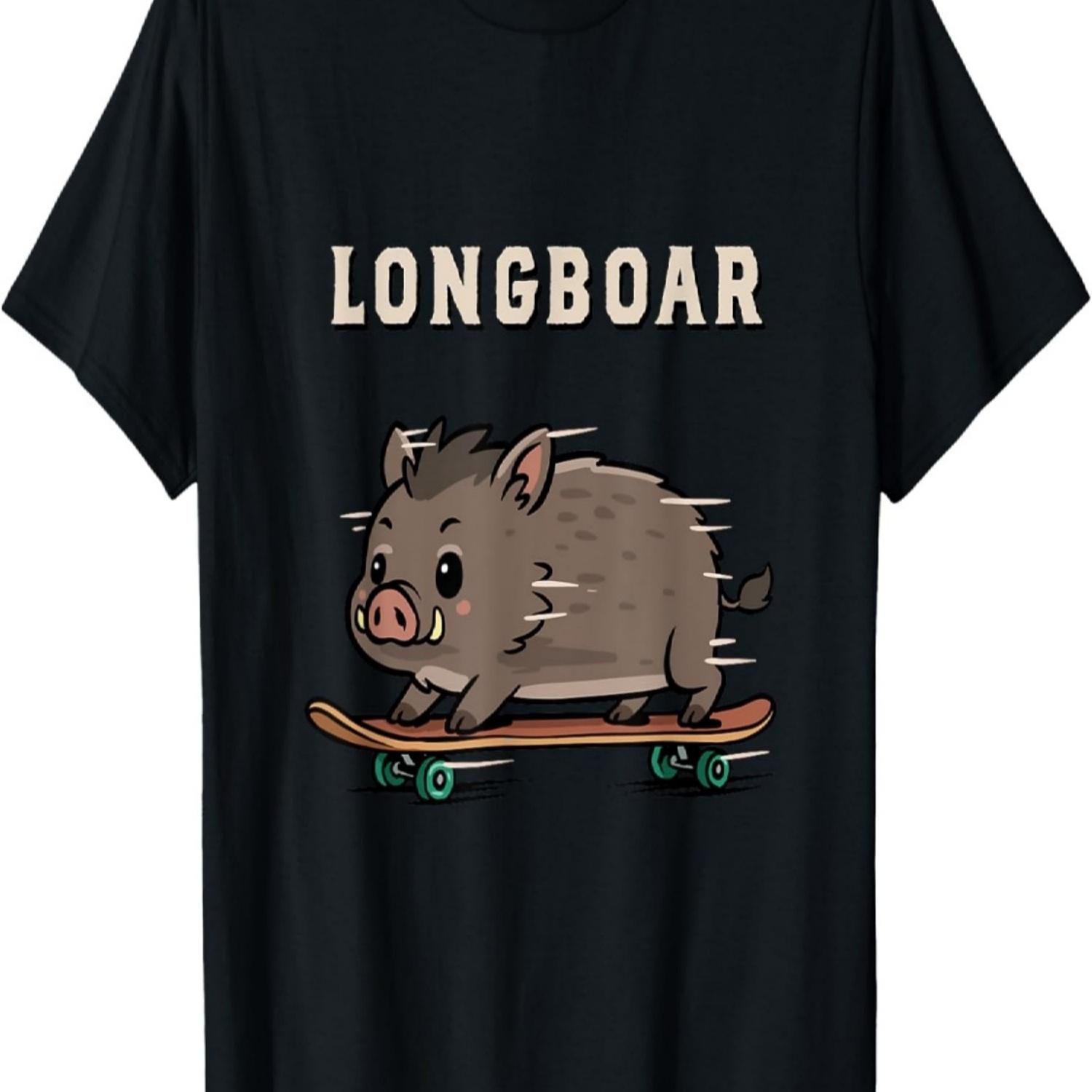 

Funny Skateboard Boar Longboar Animal Pun Skater Art T-Shirt S чёрный