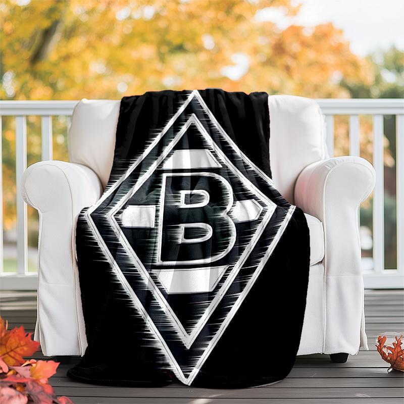 Borussia Monchengladbach logo printed throw blanket—soft,warm;versatile blanket for all seasons—perfect as &air-conditioning throw,nap blanket
