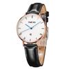 Women's Slim Dial Leather Band Watch Date Waterproof 3BAR Business Casual Analog Gift Black