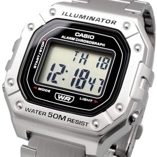 CASIO Standard Digital Wristwatch W-218HD-1AV Mens Cheap Chipukashi Metal Band Silver Overseas Model