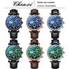 Dawn Sun Moon Stars Multifunctional Men's Quartz Watch with Luminous Moon Phase Chronograph