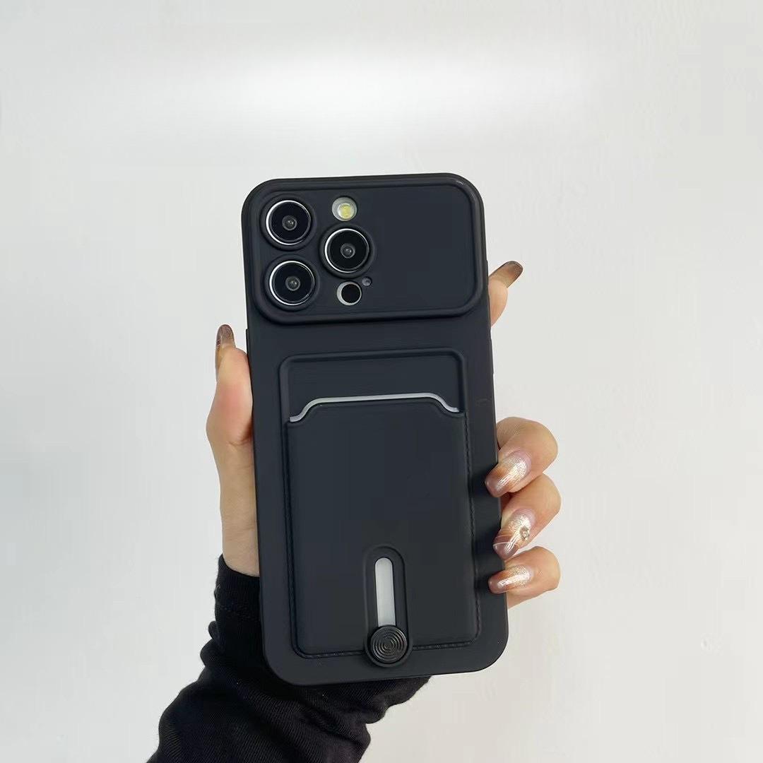 

Push Card Bag Slot Holder Wallet Phone Case for IPhone Air 17 16 15 Plus 14 13 12 11 Pro Max XS Shockproof Soft Silicone Cover iPhone17 Pro
