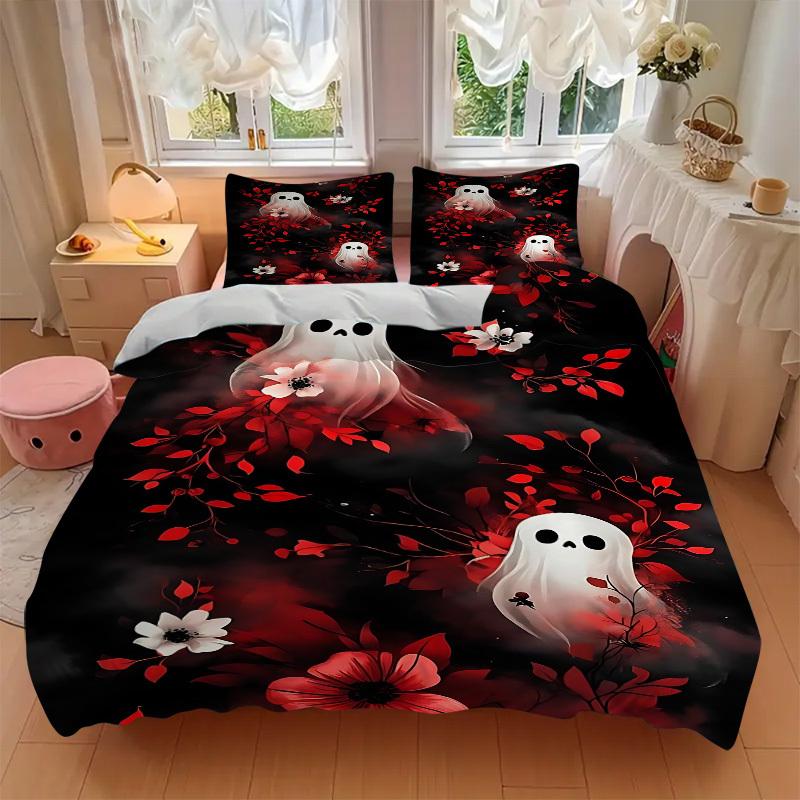 3pc Ghost Floral Cover Set - 1 Quilt Cover + 2 Pillowcases, All Seasons Bedroom Setting, Perfect for Home025