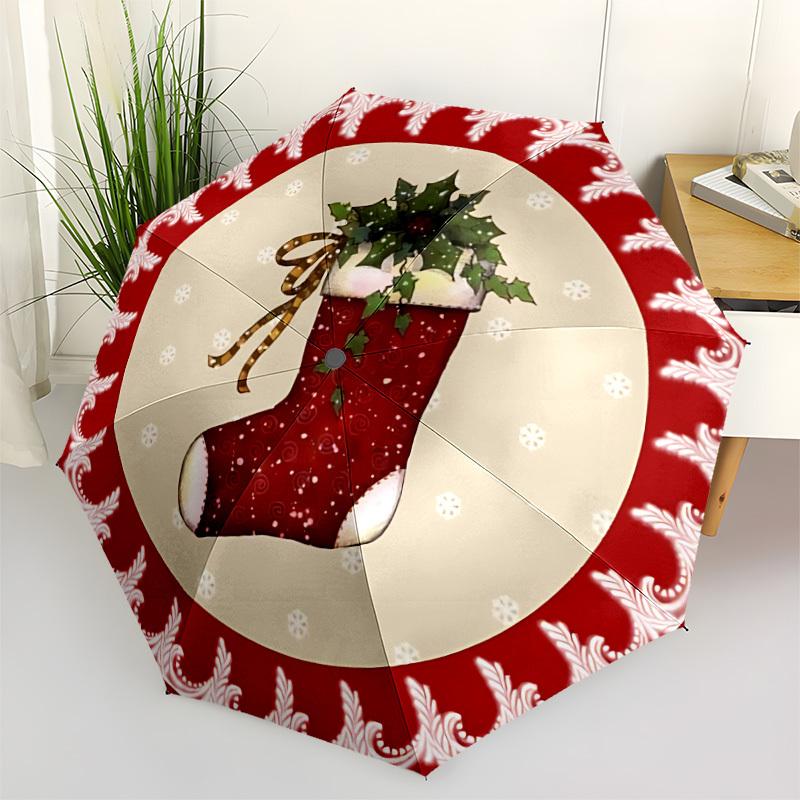 

1pc Christmas stocking Automatic Open/Close Umbrella - Portable Collapsible Umbrella with 8-Rib Stability, Fashion Lovers yy251017120