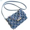 X7XC Korean Shoulder Bag with Adjustable Strap for Womens Chain Handle Denims Tassels Handbag Checkered Jeans Crossbody Purse