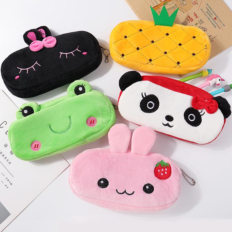 Korean Style Cartoon Plush Pencil Case & Coin Purse for Students