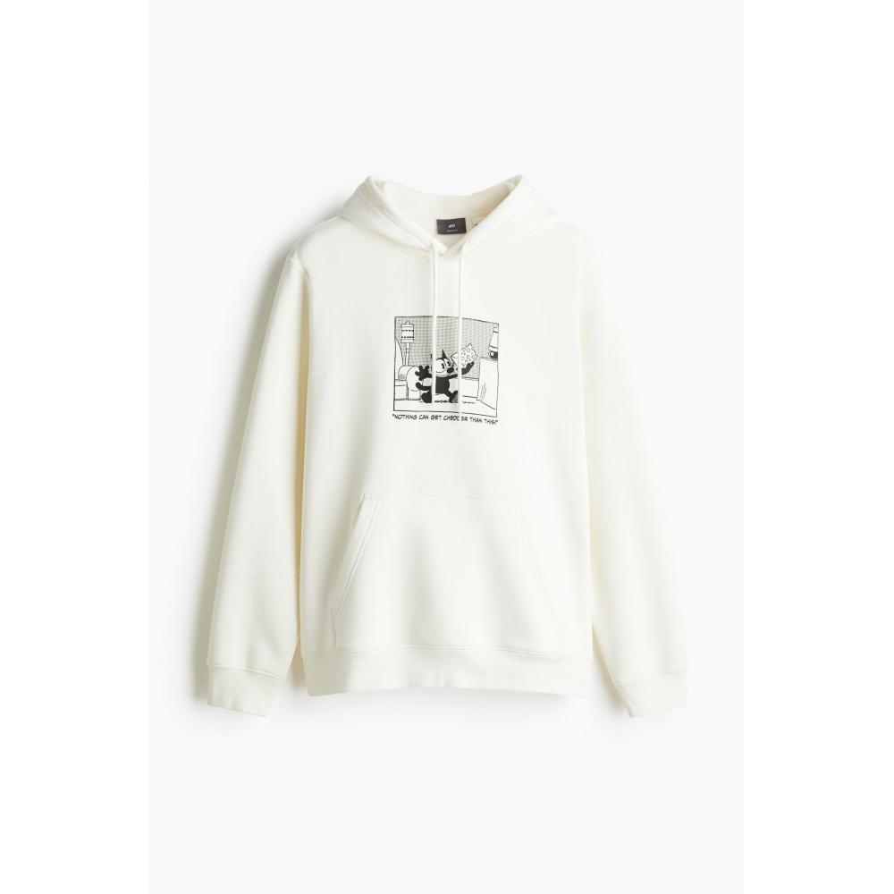 

Толстовка HM Regular Fit с капюшоном белая Cat Felix XXL