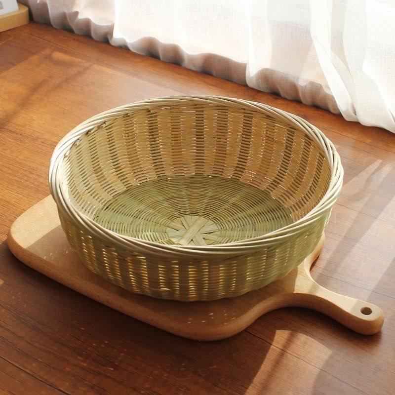 Handmade Bamboo Basket for Vegetables, Fruits, and Steamed Buns - Farmhouse Green Design
