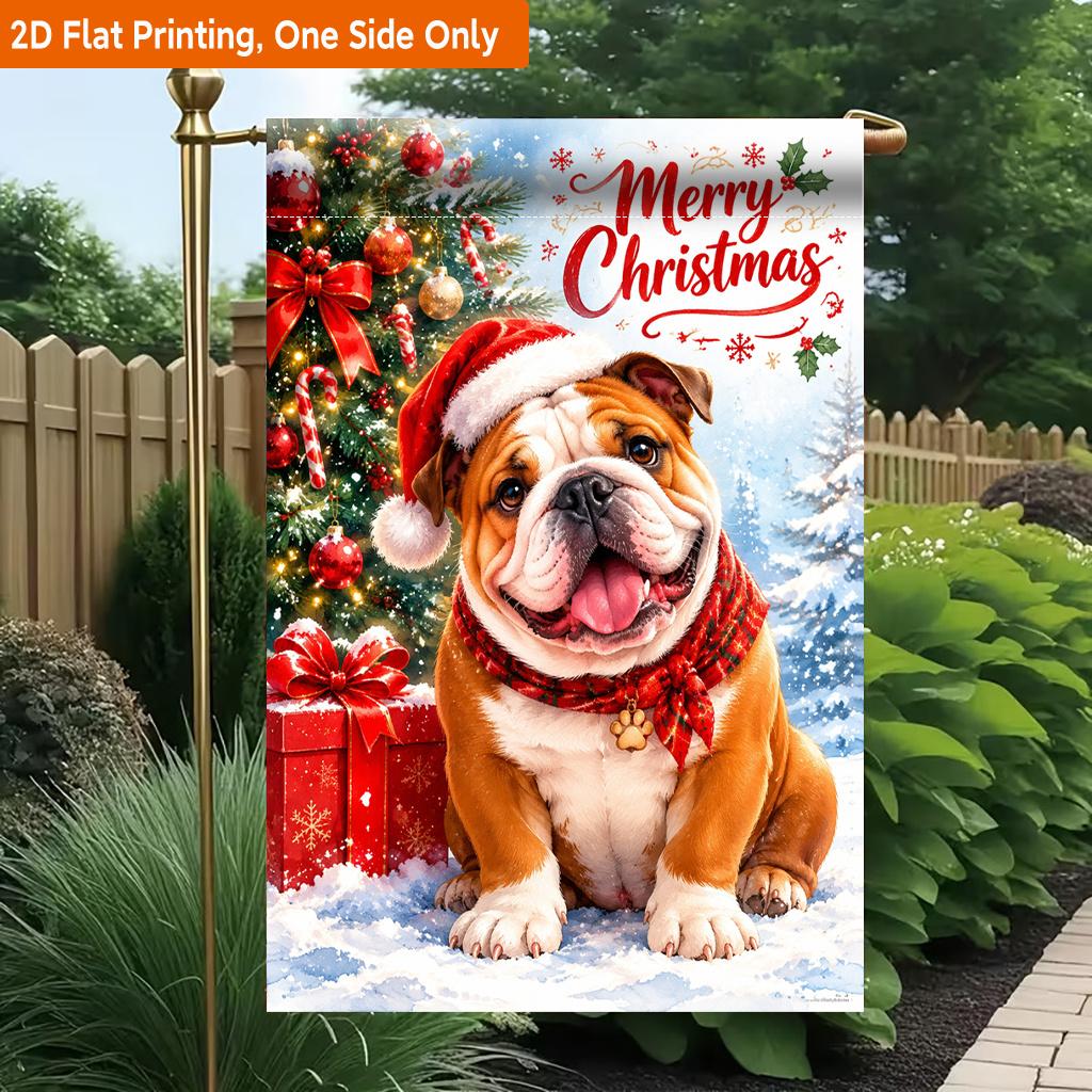 2D Flat, 2D Flat Printing Garden Flag 1pc, Merry Christmas Celebration Durable Single-Sided Print Yard Flag, Garden & Home Holiday Decoration, 29.97x4
