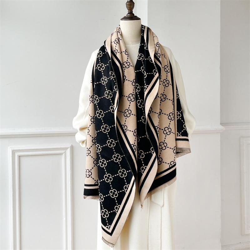 Luxury Brand Cashmere Women Plaid Scarf Winter Warm Shawl and Wrap Bandana Pashmina Female Foulard Square Thick Blanket Poncho