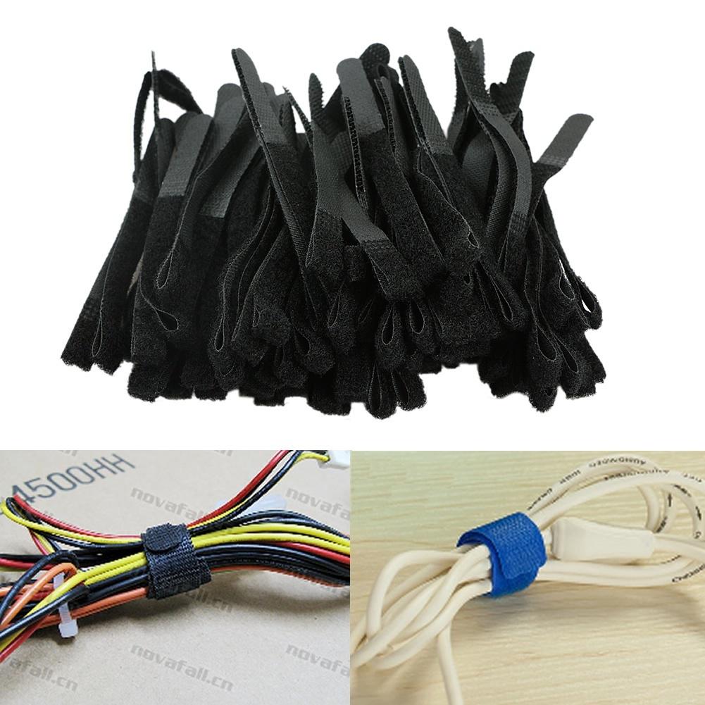 50pcs Reusable Nylon Strap Hook and Loop Cable Cord Ties Tidy Organiser Durable