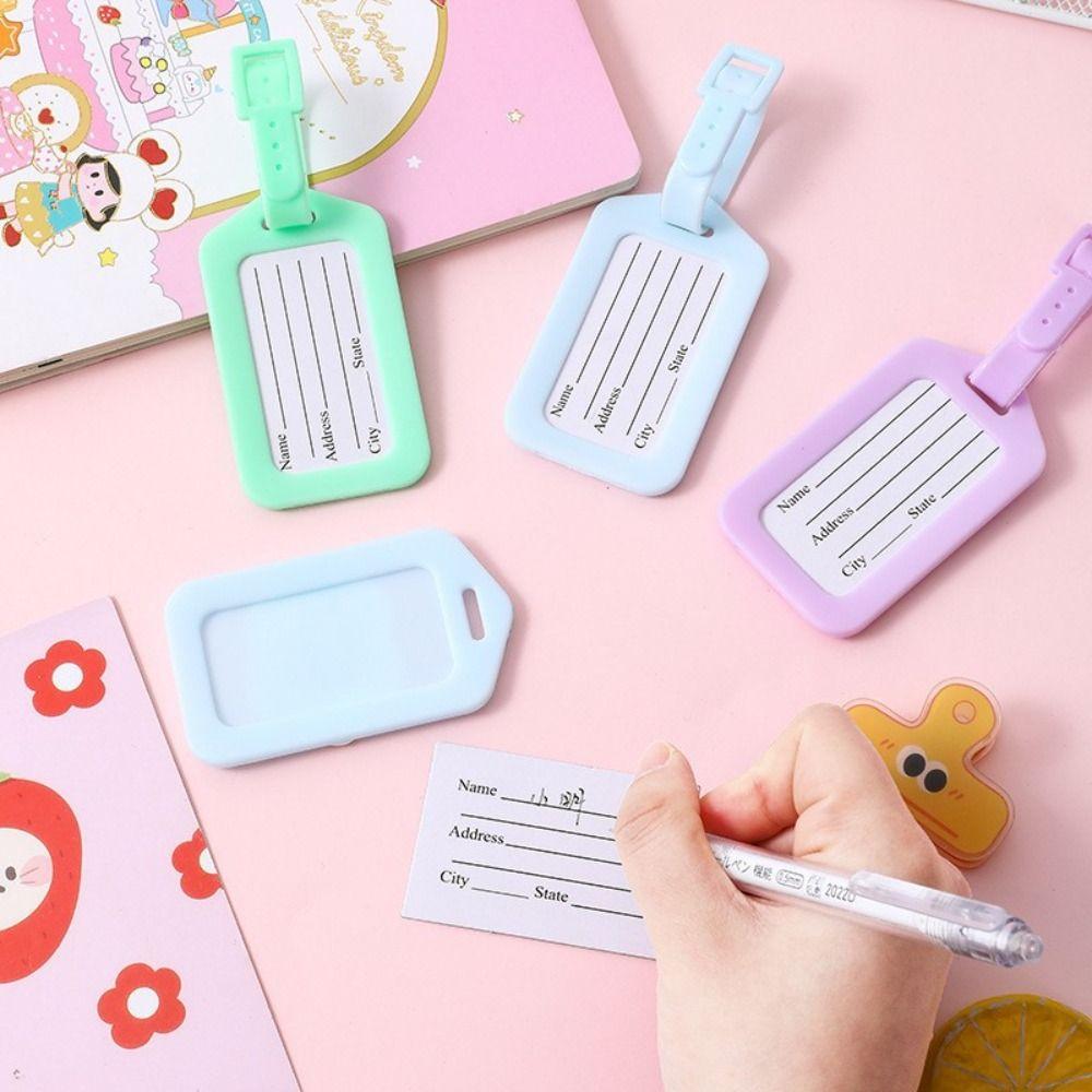 Solid Color Airplane Suitcase Tag Macaron Color Boarding Pass Simple Name Luggage Tag  Men