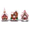Kerstdorp Ornament van Hars met Warm Licht en Muziek, USB Oplaadbaar of op Batterijen Verlichte Hars Cabine voor Tafelblad Planken Display