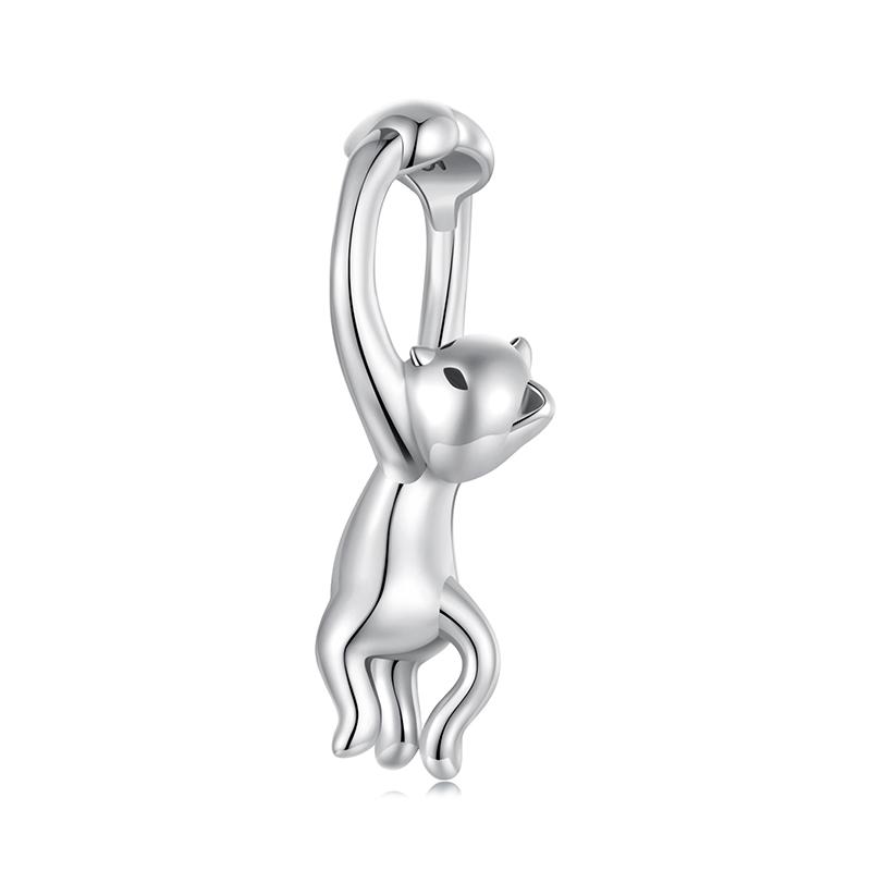 WOSTU 925 Sterling Silver lovely cat charms Horseshoe Celtic Knot Pendant Rose Heart Beads Fit DIY Bracelet Neck Valentine Gift