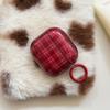 Fashion Retro Wine Red Grid Gloss Soft Silicone Headphone Cases for AirPods 1 2 3 4 Pro 2 Pro3 Cute Pendant Protection Cases