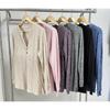 Loose Long Sleeve T-shirt Brushed Solid Color Women's Fall Winter New Leisure Ribbed Button