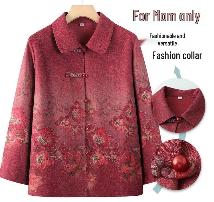 2025 Spring Collared Shirt & Coat for Middle-Aged and Elderly Women