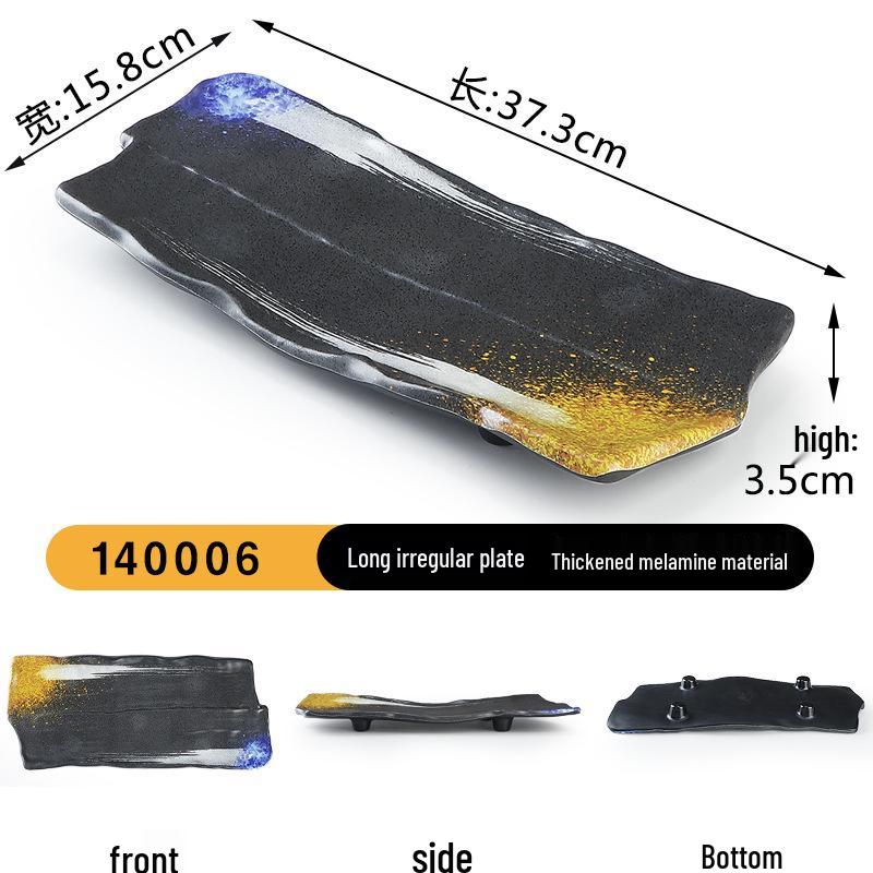 Japanese Retro Melamine Rectangular Plate for Hot Pot, Sushi, Yakiniku, and Barbecue