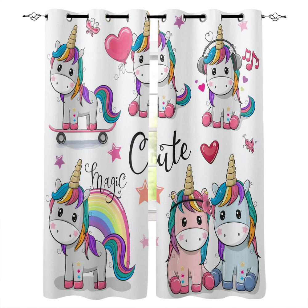 Cartoon Einhorn Niedliche Fenstervorhänge Vorhänge für Wohnzimmer Dekorative Artikel Wohnzimmer