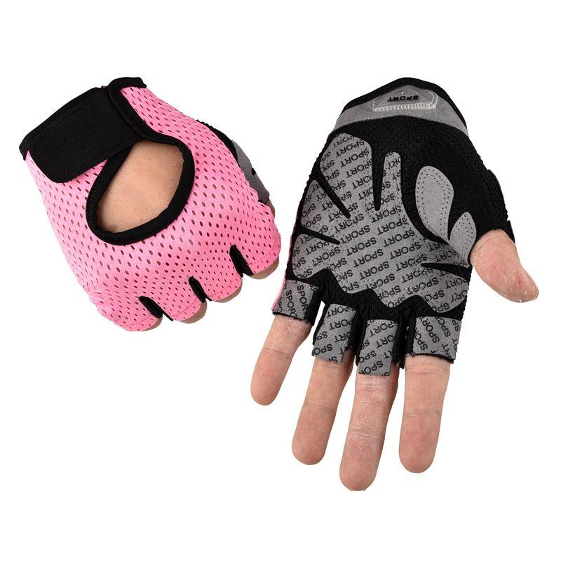 

Fitness Gloves Men s and Women s Outdoor Cycling Breathable Ice Silk Non-Slip Abrasion Resistant Heart Liquid Silicone Sports Half Finger Gloves Mesh Upgrade Pink M