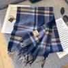 100% Wool Plaid Scarf Men Women Winter Warm Knit Short Shawl Unisex Fashion Accessory