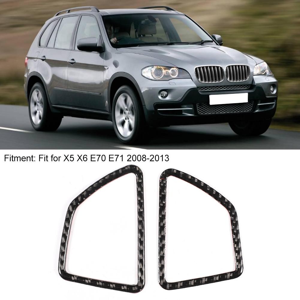 2pcs Left Drive Carbon Fiber Dashboard Air Vent Panel Cover Trim Decoration Fit for X5 X6 E70 E71 2008 2013
