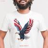 Patriotic Eagle T Shirt 4th Of July Freedom Independence Day American Pride Bald Top Usa Flag Vintage Graphic Slightly