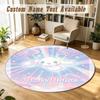 Cinnamoroll Personalized Round Rug Support Custom Name, Soft Home Decor Mat