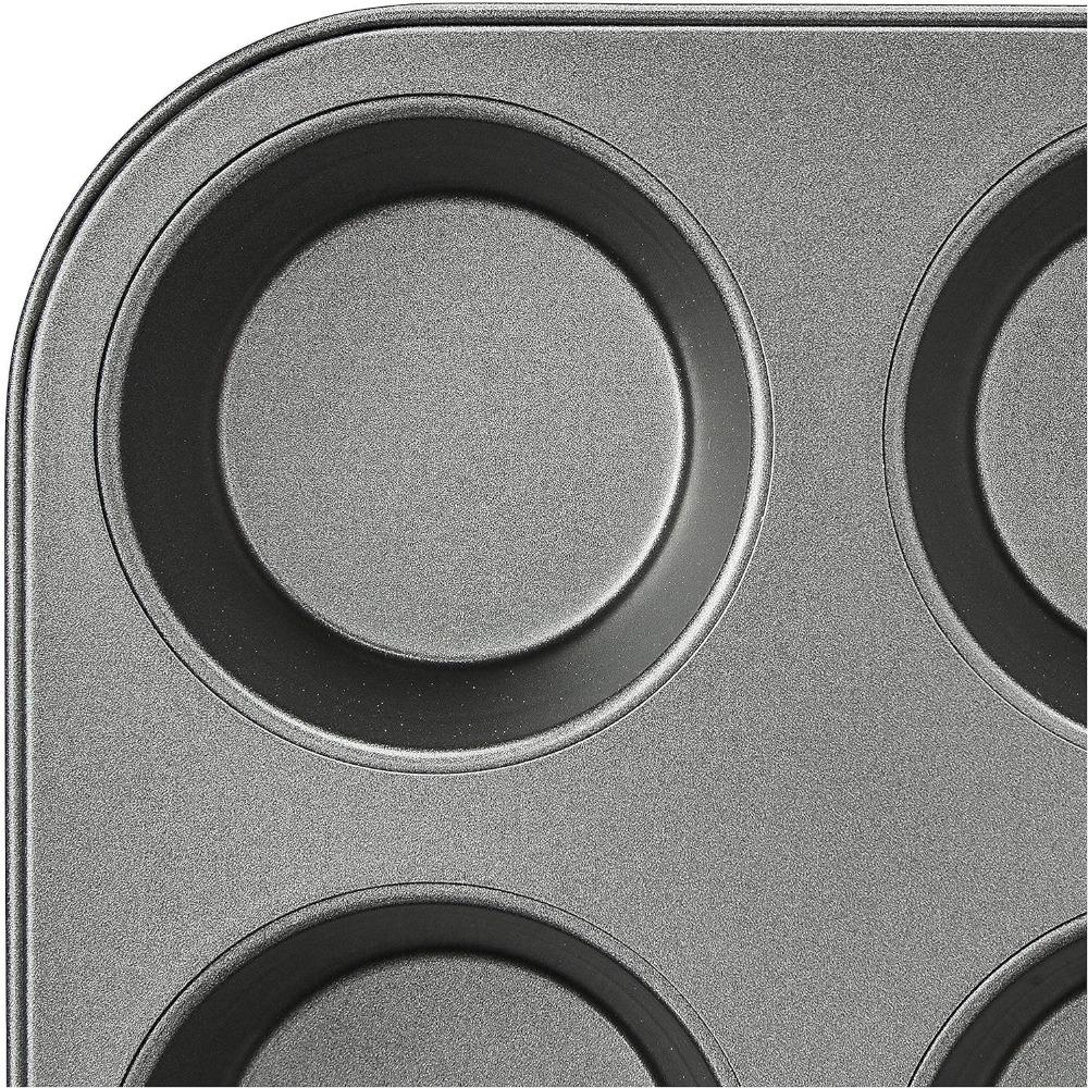 6 or12 Cups Nonstick Muffin and Cupcake Pan, Brownie Cake Pan, Carbon Steel bakeware for Oven Baking Gray