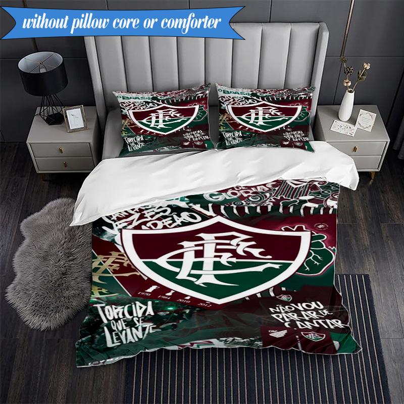 3PCS Flumi-nense Football Crest Printed Soft Bedding Set,Including 1pc Duvet Cover And 2pcs Pillowcases Perfect for Bedroom, Dormitory, Fan gift