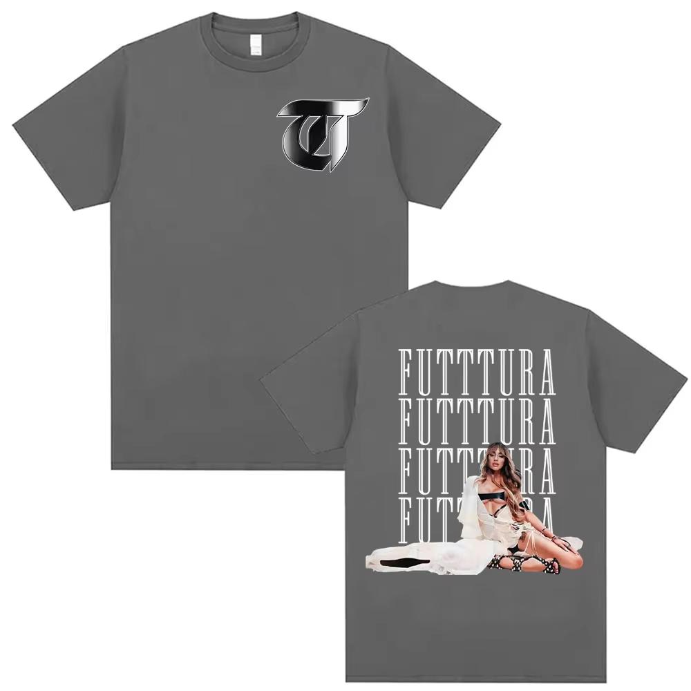 Singer Tini Stoessel Futtura Tour Print Tshirt Men Women Clothing Aesthetic Fashion Oversized Tshirts Cozy Male Cotton T Shirt