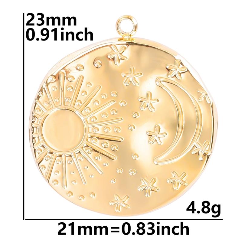 6pcs Real Gold Plated Sun Charms For Jewelry Making Supplies Stainless Steel Charm Pendants Heart Moon Thread Sunshine Material