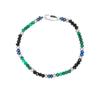 Bracelet - LUXENTER - Ipola - Malachite &amp; Onyx - Finition rhodium argenté - Long. 19 cm
