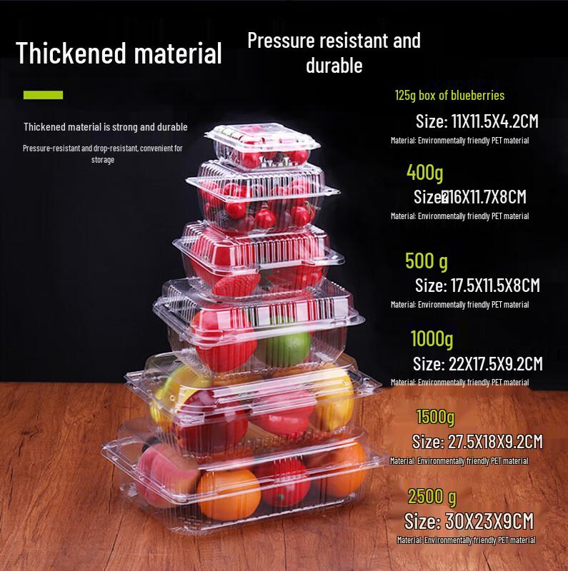 Shixun Disposable Transparent Fruit Containers with Lids (100-Pack)